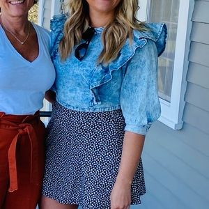 Funky denim crop top with ruffles! Forever 21. Worn once